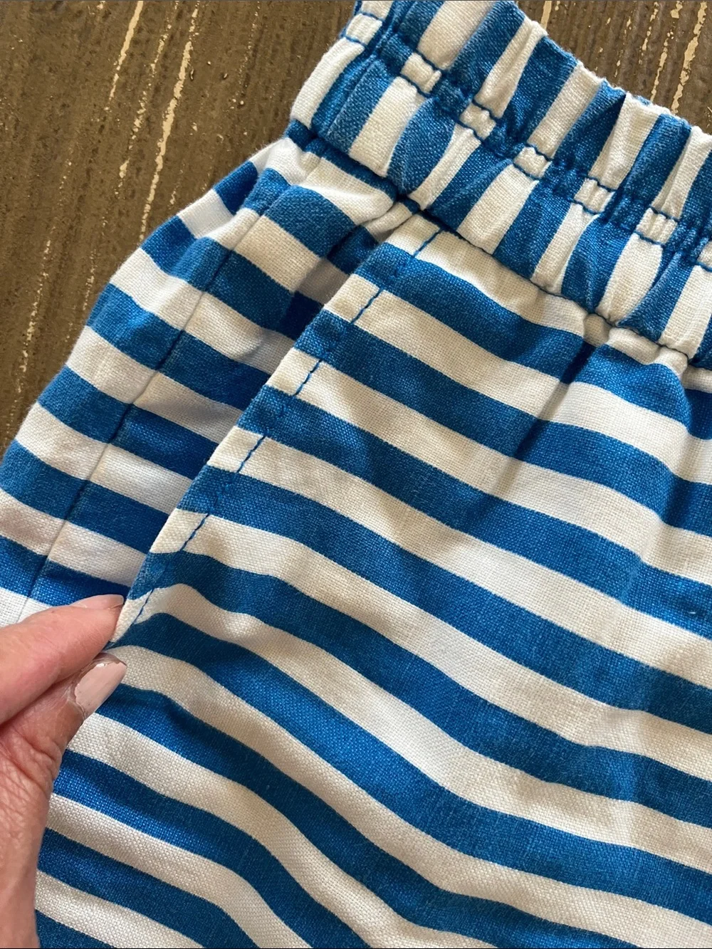 J.Crew Blue & White Striped Linen & Cotton Blend Shorts